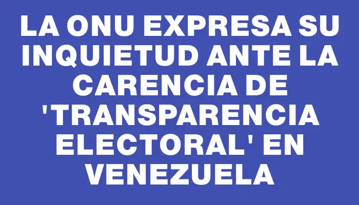 La Onu expresa su inquietud ante la carencia de "transparencia electoral" en Venezuela