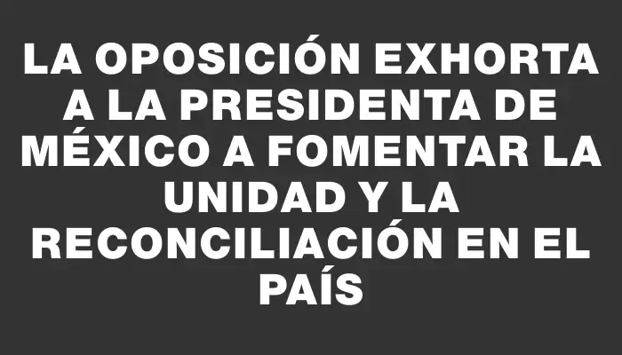 La oposición exhorta a la presidenta de México a fomentar la unidad y la reconciliación en el país