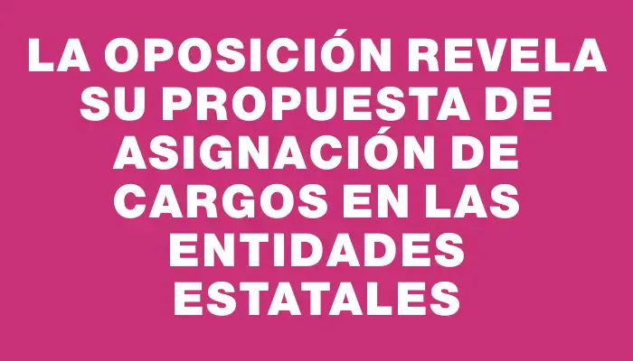 La oposición revela su propuesta de asignación de cargos en las entidades estatales