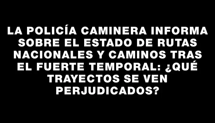 La Policía Caminera informa sobre el estado de rutas nacionales y caminos tras el fuerte temporal: ¿Qué trayectos se ven perjudicados?