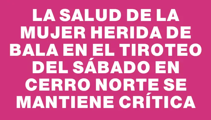 La salud de la mujer herida de bala en el tiroteo del sábado en Cerro Norte se mantiene crítica