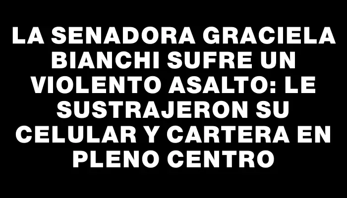 La senadora Graciela Bianchi sufre un violento asalto: le sustrajeron su celular y cartera en pleno centro