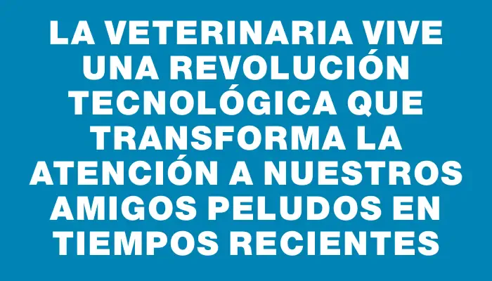 La veterinaria vive una revolución tecnológica que transforma la atención a nuestros amigos peludos en tiempos recientes