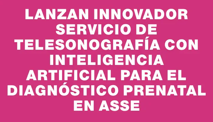 Lanzan Innovador Servicio de Telesonografía con Inteligencia Artificial para el Diagnóstico Prenatal en Asse