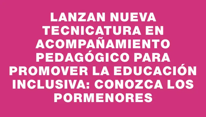 Lanzan nueva Tecnicatura en Acompañamiento Pedagógico para promover la Educación Inclusiva: Conozca los pormenores