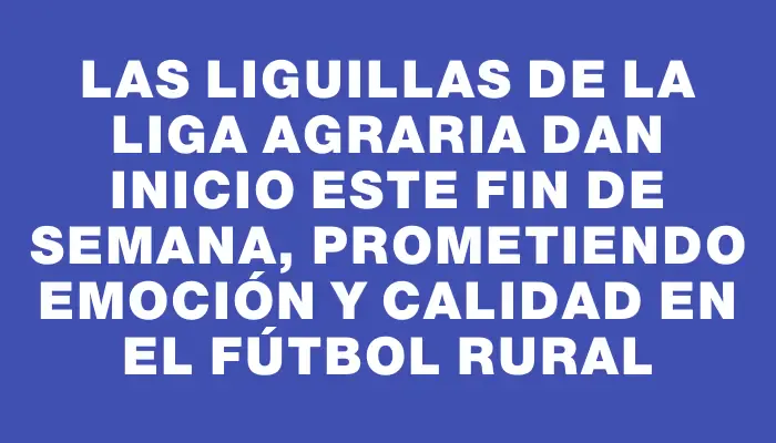 Las liguillas de la Liga Agraria dan inicio este fin de semana, prometiendo emoción y calidad en el fútbol rural