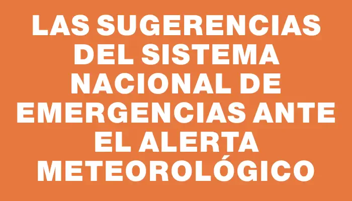 Las sugerencias del Sistema Nacional de Emergencias ante el alerta meteorológico