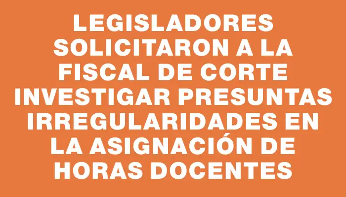 Legisladores solicitaron a la fiscal de Corte investigar presuntas irregularidades en la asignación de horas docentes