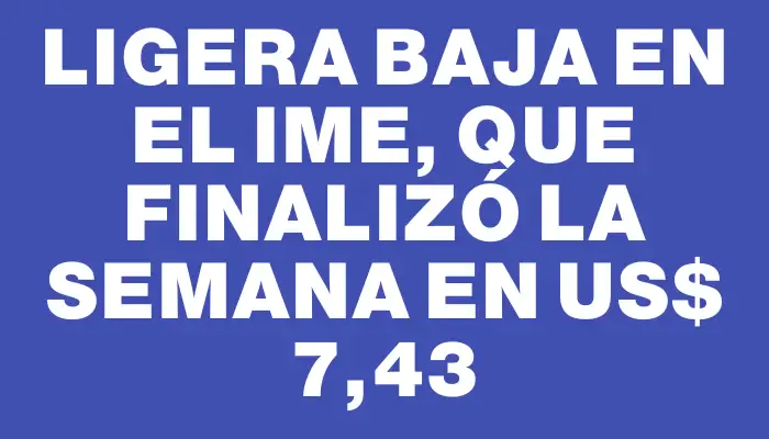 Ligera baja en el Ime, que finalizó la semana en Us$ 7,43