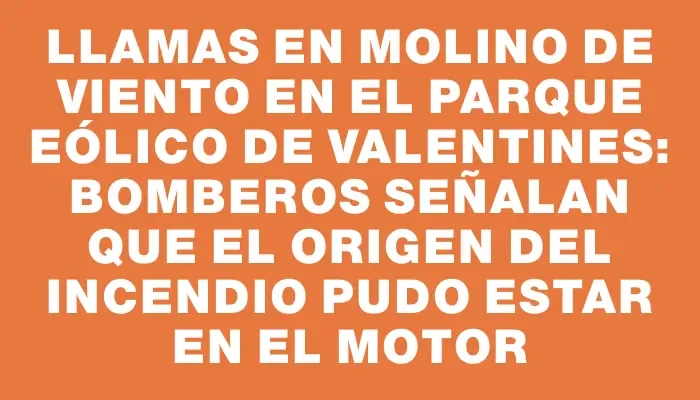 Llamas en molino de viento en el parque eólico de Valentines: Bomberos señalan que el origen del incendio pudo estar en el motor