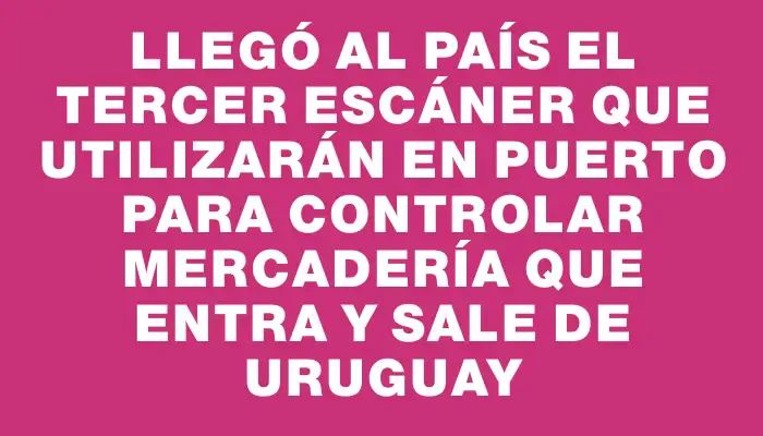 Llegó al país el tercer escáner que utilizarán en puerto para controlar mercadería que entra y sale de Uruguay