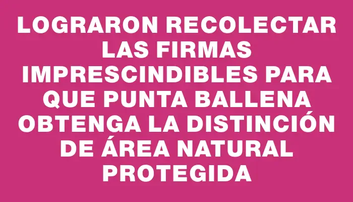 Lograron recolectar las firmas imprescindibles para que Punta Ballena obtenga la distinción de área natural protegida