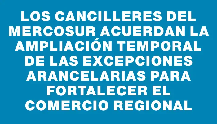 Los cancilleres del Mercosur acuerdan la ampliación temporal de las excepciones arancelarias para fortalecer el comercio regional