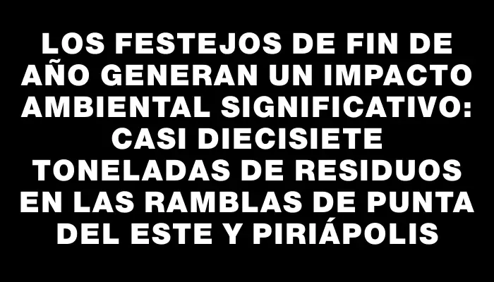 Los festejos de Fin de Año generan un impacto ambiental significativo: casi diecisiete toneladas de residuos en las ramblas de Punta del Este y Piriápolis