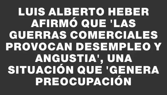 Luis Alberto Heber afirmó que "las guerras comerciales provocan desempleo y angustia", una situación que "genera preocupación