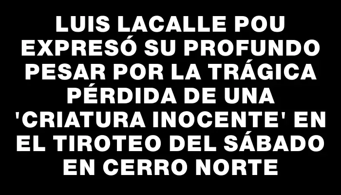 Luis Lacalle Pou expresó su profundo pesar por la trágica pérdida de una "criatura inocente" en el tiroteo del sábado en Cerro Norte