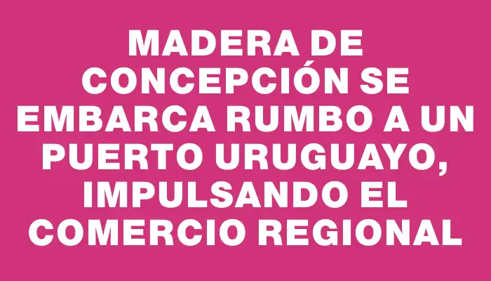 Madera de Concepción se embarca rumbo a un puerto uruguayo, impulsando el comercio regional