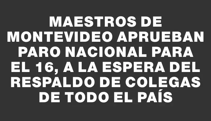 Maestros de Montevideo aprueban paro nacional para el 16, a la espera del respaldo de colegas de todo el país