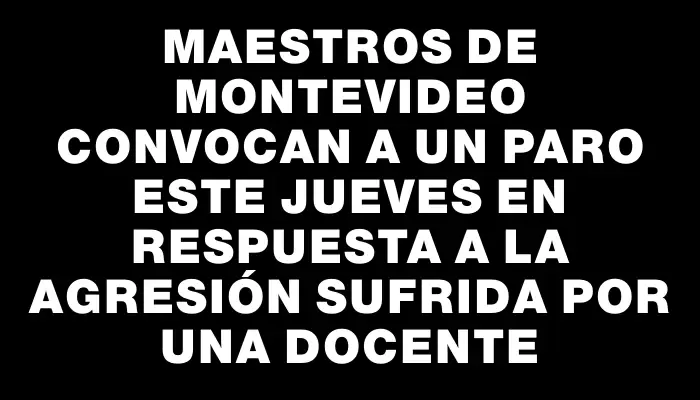 Maestros de Montevideo convocan a un paro este jueves en respuesta a la agresión sufrida por una docente