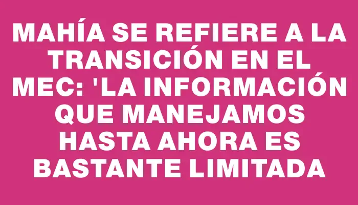 Mahía se refiere a la transición en el Mec: "La información que manejamos hasta ahora es bastante limitada