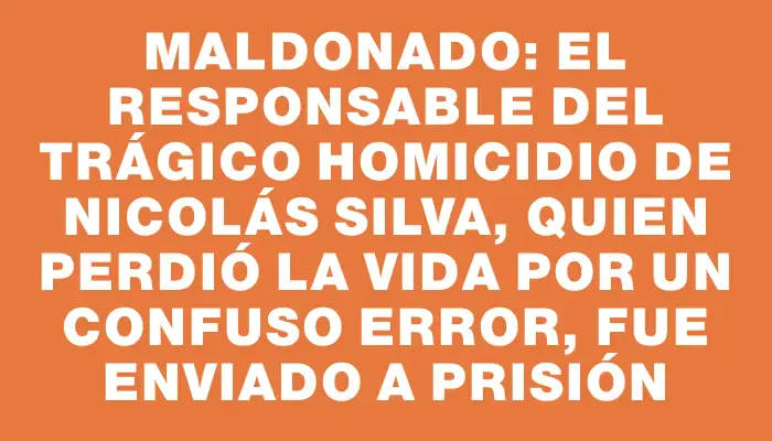 Maldonado: el responsable del trágico homicidio de Nicolás Silva, quien perdió la vida por un confuso error, fue enviado a prisión