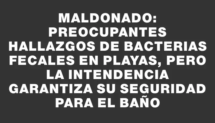 Maldonado: preocupantes hallazgos de bacterias fecales en playas, pero la Intendencia garantiza su seguridad para el baño