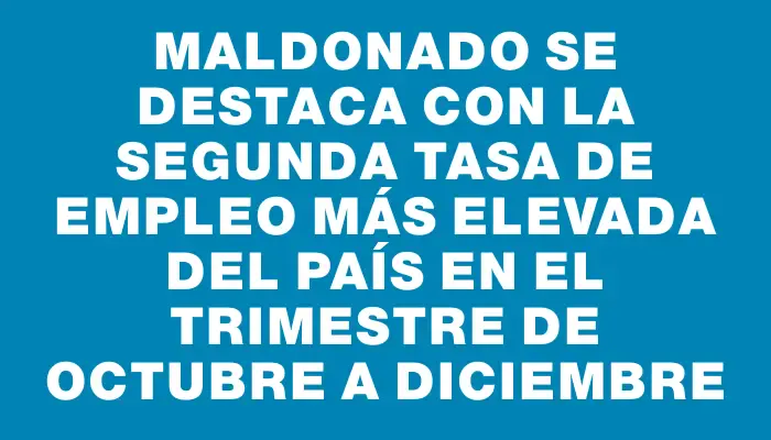 Maldonado se destaca con la segunda tasa de empleo más elevada del país en el trimestre de octubre a diciembre