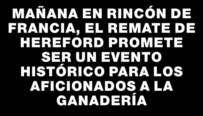 Mañana en Rincón de Francia, el remate de Hereford promete ser un evento histórico para los aficionados a la ganadería