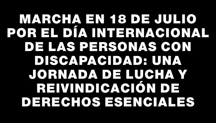 Marcha en 18 de Julio por el Día Internacional de las Personas con Discapacidad: una jornada de lucha y reivindicación de derechos esenciales