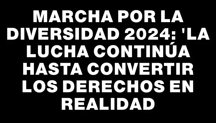 Marcha por la Diversidad 2024: "La lucha continúa hasta convertir los derechos en realidad