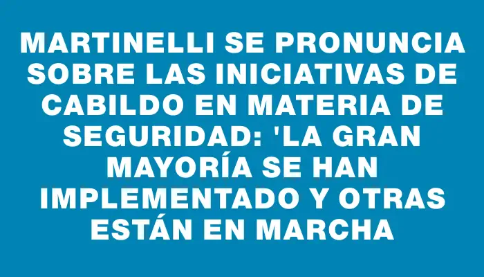 Martinelli se pronuncia sobre las iniciativas de Cabildo en materia de seguridad: "La gran mayoría se han implementado y otras están en marcha