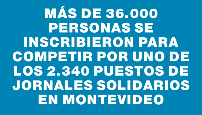 Más de 36.000 personas se inscribieron para competir por uno de los 2.340 puestos de jornales solidarios en Montevideo