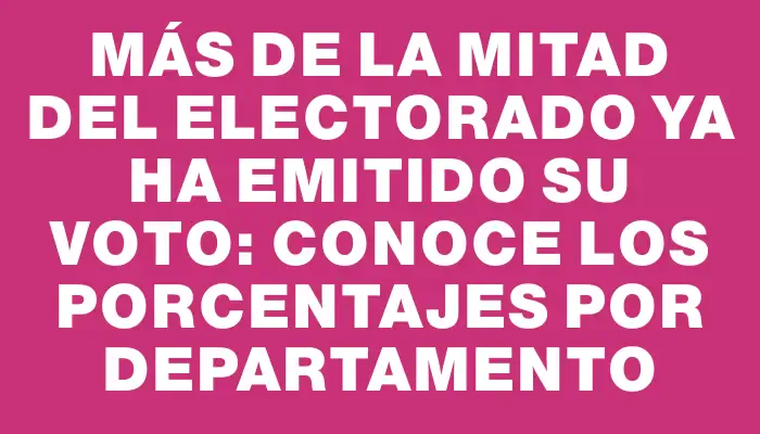 Más de la mitad del electorado ya ha emitido su voto: conoce los porcentajes por departamento