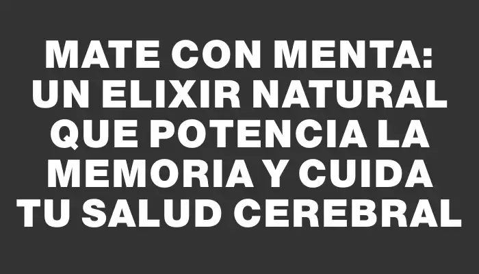 Mate con menta: Un elixir natural que potencia la memoria y cuida tu salud cerebral