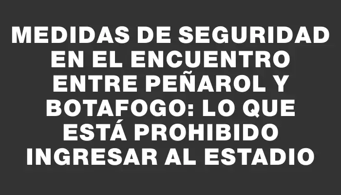 Medidas de seguridad en el encuentro entre Peñarol y Botafogo: lo que está prohibido ingresar al estadio