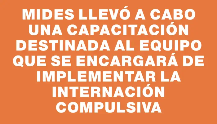 Mides llevó a cabo una capacitación destinada al equipo que se encargará de implementar la internación compulsiva