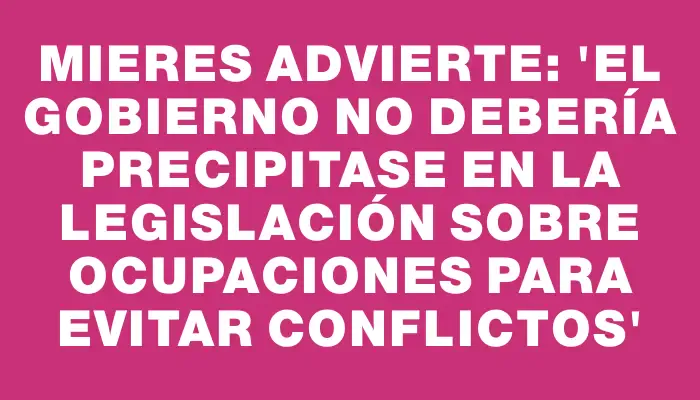 Mieres advierte: “El gobierno no debería precipitase en la legislación sobre ocupaciones para evitar conflictos”
