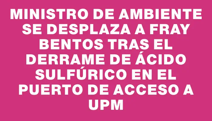 Ministro de Ambiente se desplaza a Fray Bentos tras el derrame de ácido sulfúrico en el puerto de acceso a Upm