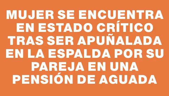 Mujer se encuentra en estado crítico tras ser apuñalada en la espalda por su pareja en una pensión de Aguada