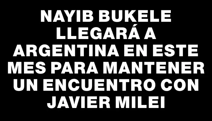 Nayib Bukele llegará a Argentina en este mes para mantener un encuentro con Javier Milei