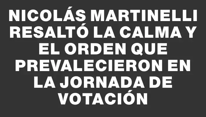 Nicolás Martinelli resaltó la calma y el orden que prevalecieron en la jornada de votación