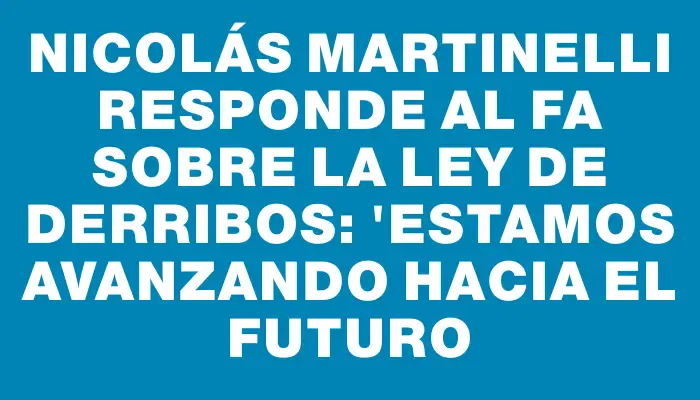 Nicolás Martinelli responde al Fa sobre la ley de derribos: "Estamos avanzando hacia el futuro