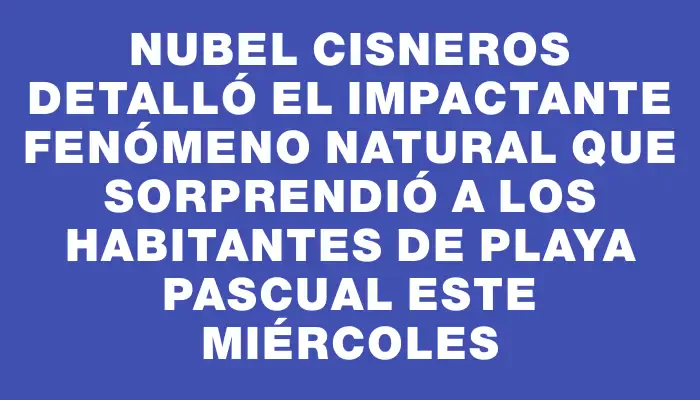 Nubel Cisneros detalló el impactante fenómeno natural que sorprendió a los habitantes de Playa Pascual este miércoles