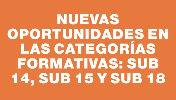 Nuevas oportunidades en las categorías formativas: Sub 14, Sub 15 y Sub 18