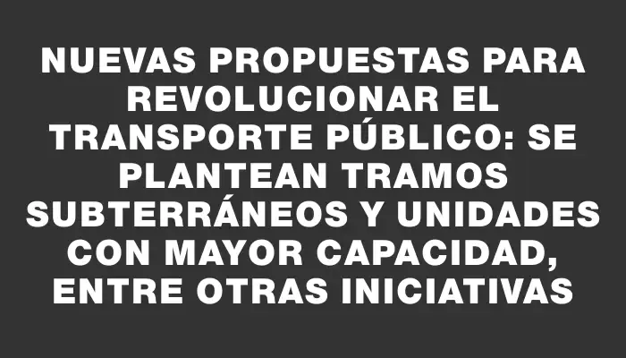 Nuevas propuestas para revolucionar el transporte público: se plantean tramos subterráneos y unidades con mayor capacidad, entre otras iniciativas