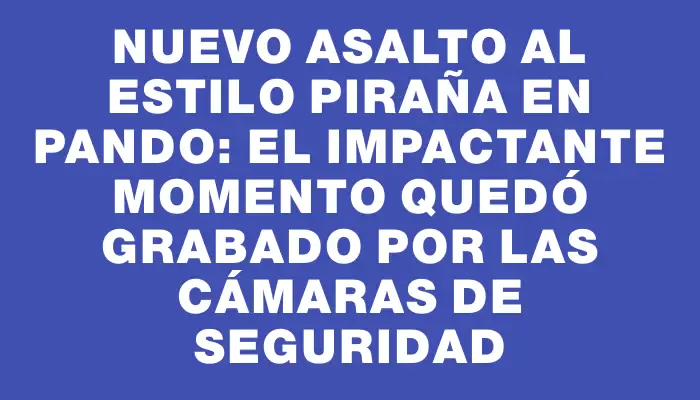 Nuevo asalto al estilo piraña en Pando: el impactante momento quedó grabado por las cámaras de seguridad