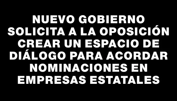 Nuevo gobierno solicita a la oposición crear un espacio de diálogo para acordar nominaciones en empresas estatales