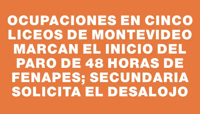 Ocupaciones en cinco liceos de Montevideo marcan el inicio del paro de 48 horas de Fenapes; Secundaria solicita el desalojo