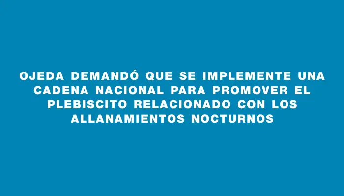 Ojeda demandó que se implemente una cadena nacional para promover el plebiscito relacionado con los allanamientos nocturnos