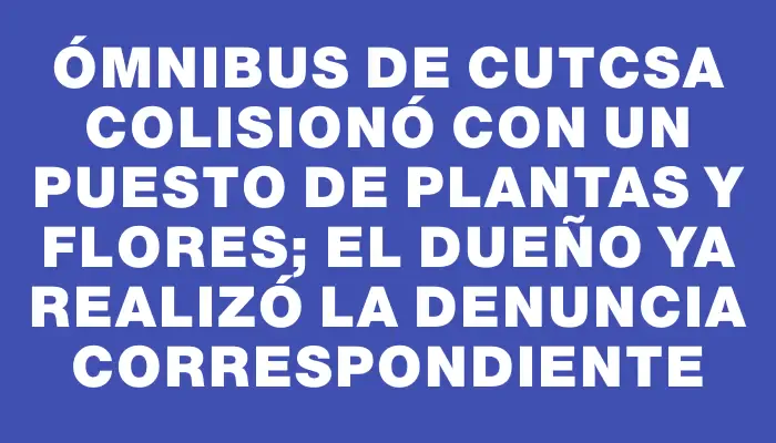 Ómnibus de Cutcsa colisionó con un puesto de plantas y flores; el dueño ya realizó la denuncia correspondiente